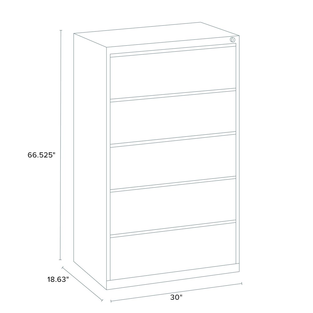 Hirsh 30 inch Wide 5 Drawer Metal Lateral File Cabinet, White. Picture 2