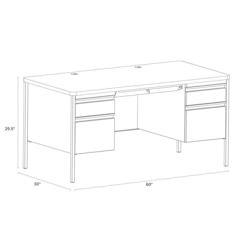 Hirsh 30x60 Double Pedestal File Deskfor Schools, Black/Maple. Picture 2
