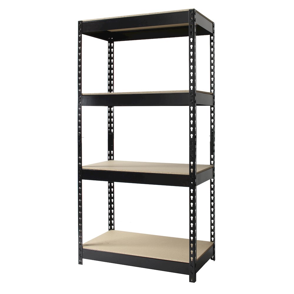 Iron Horse 3800 Riveted Steel Shelving, 4-Shelf, 16Dx30Wx60H, Black. Picture 1