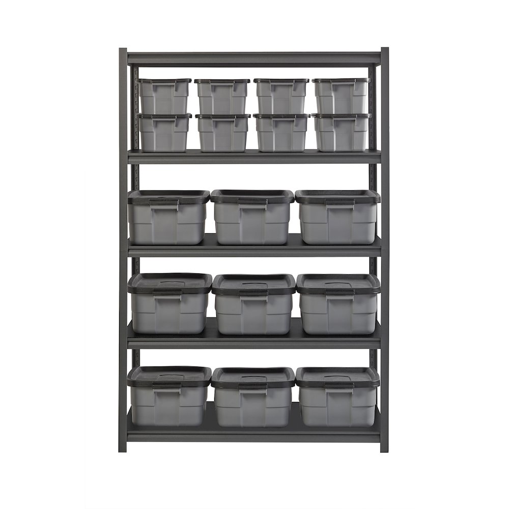 Iron Horse Riveted Steel Shelving, 5-Shelf, 24Dx48Wx72H, Gunmetal Gray/Black. Picture 8
