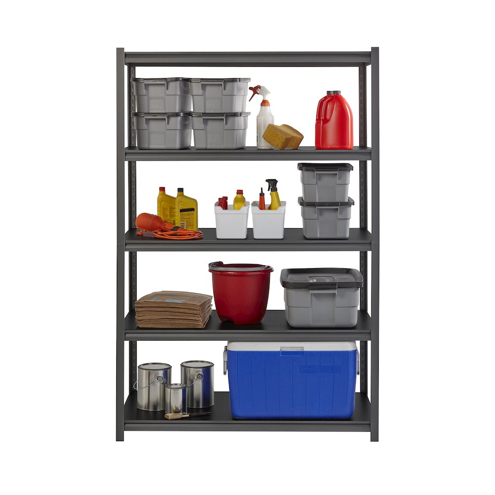 Iron Horse Riveted Steel Shelving, 5-Shelf, 24Dx48Wx72H, Gunmetal Gray/Black. Picture 6