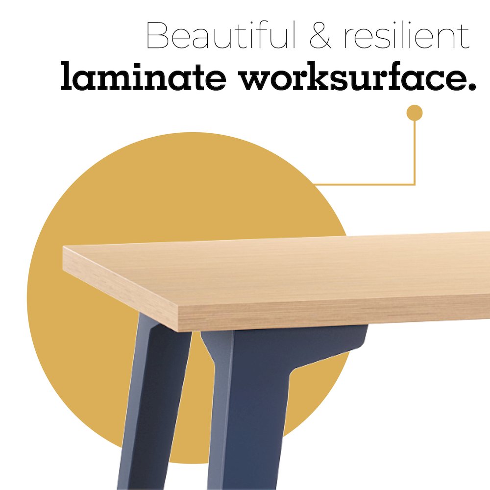 Orison Office 24x48 Mid Century Modern Desk, Navy / Platinum Oak. Picture 6