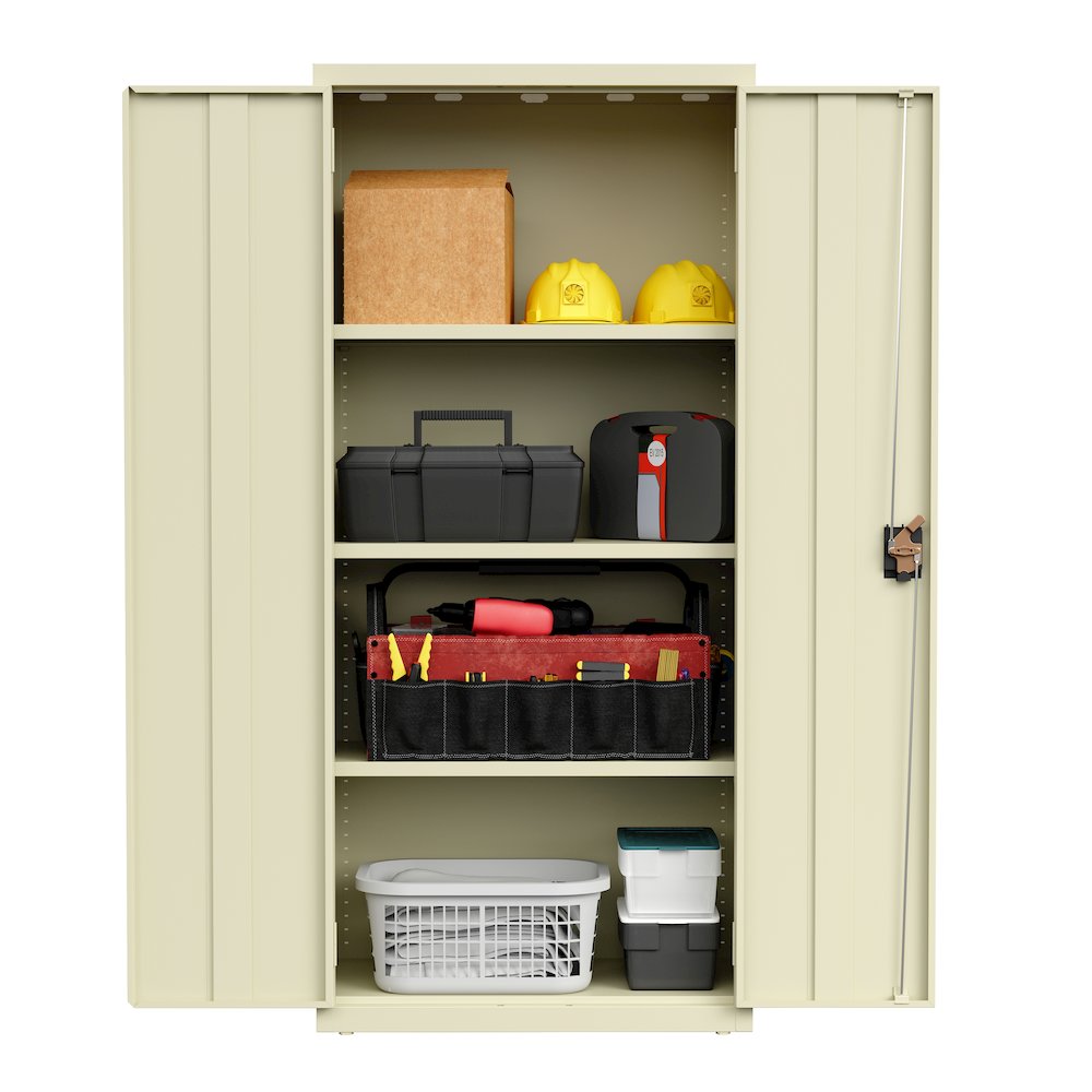 Hirsh Welded Steel Storage Cabinet with 4 Shelves, 15"Dx30"Wx66"H, Putty. Picture 10