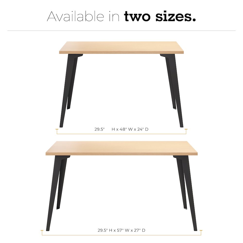 Orison Office 24x48 Mid Century Modern Desk, Black / Platinum Oak. Picture 5
