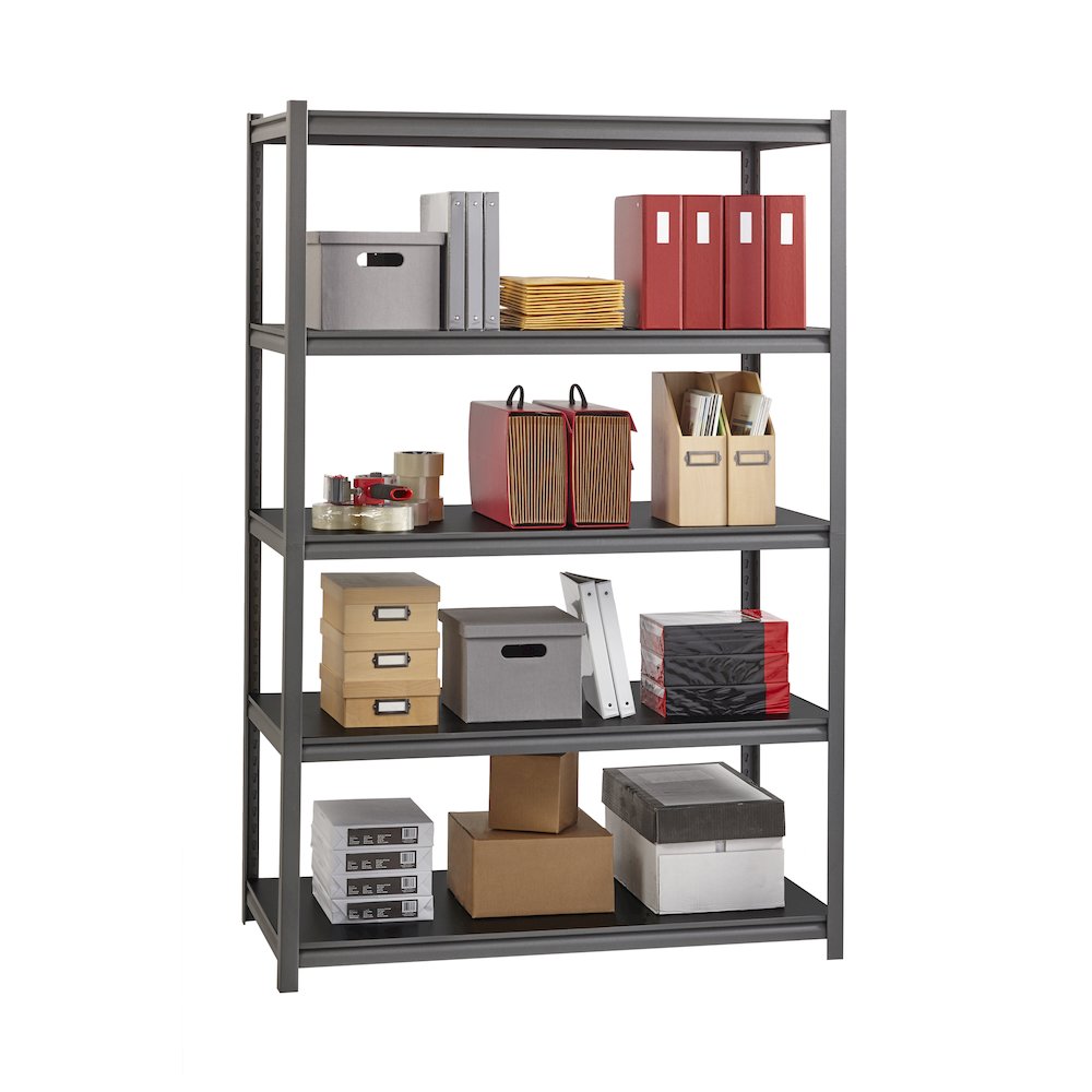 Iron Horse Riveted Steel Shelving, 5-Shelf, 24Dx48Wx72H, Gunmetal Gray/Black. Picture 2