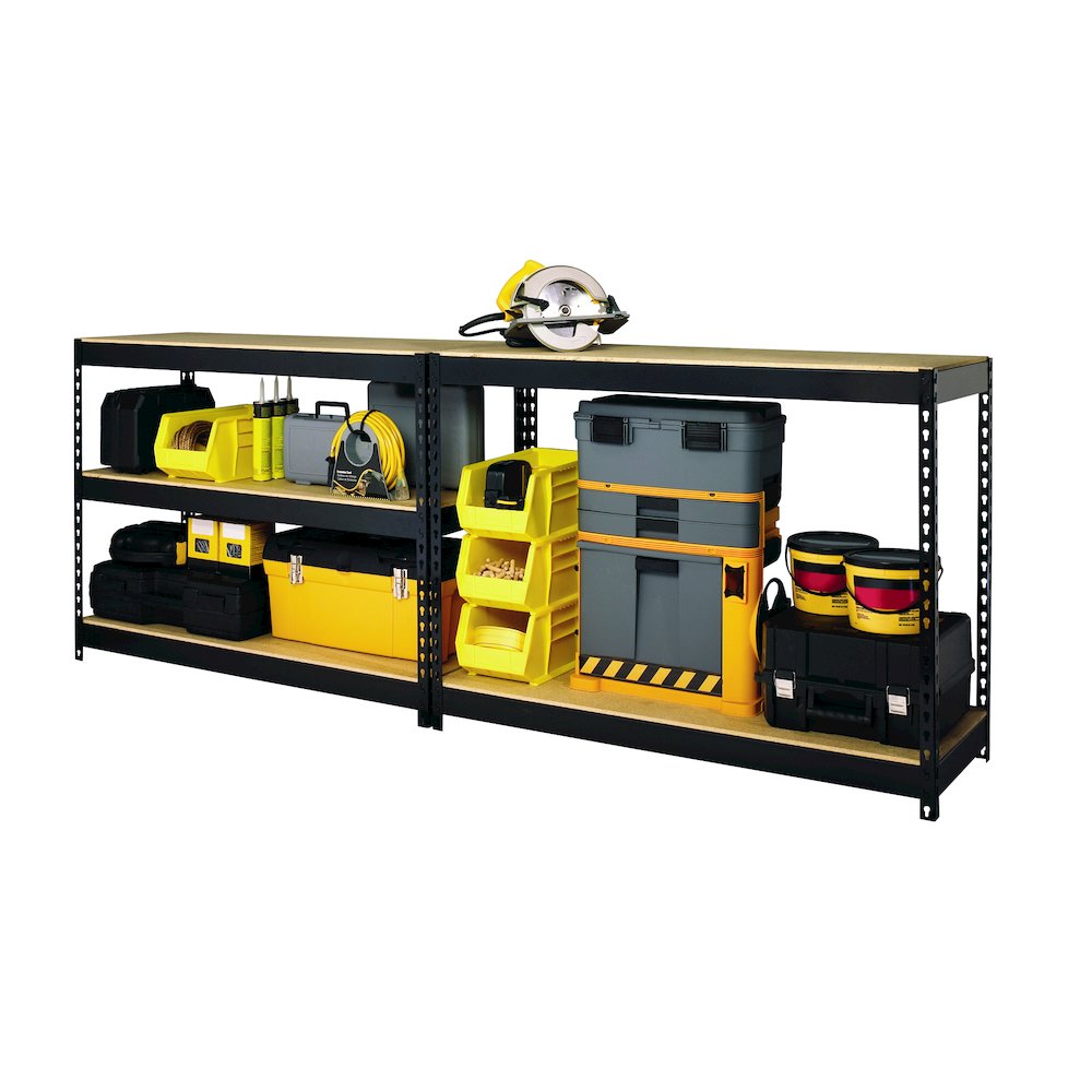 Iron Horse 3800 Riveted Steel Shelving, 5-Shelf, 18Dx48Wx72H, Black. Picture 18