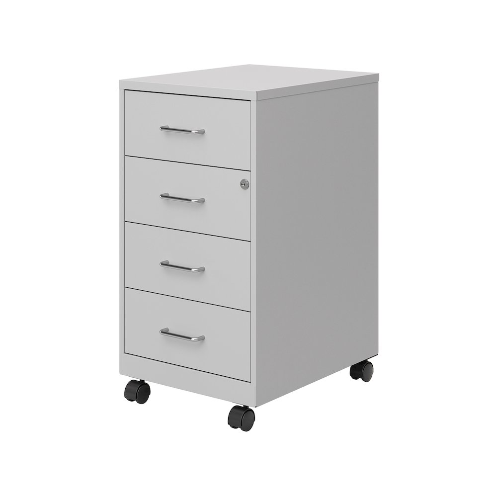 Space Solutions 18" Deep 4 Drawer Metal Mobile Organizer, Locking, Arctic Silver. Picture 4