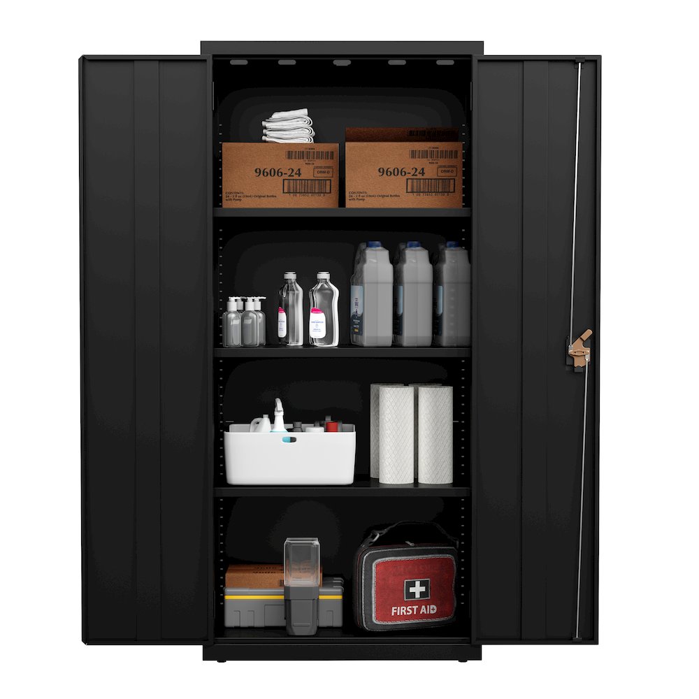 Hirsh Welded Steel Storage Cabinet with 4 Shelves, 15"Dx30"Wx66"H, Black. Picture 8