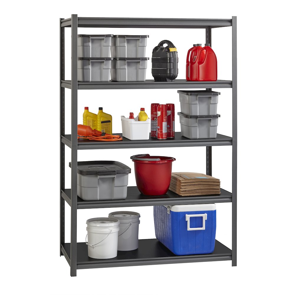 Iron Horse Riveted Steel Shelving, 5-Shelf, 24Dx48Wx72H, Gunmetal Gray/Black. Picture 3