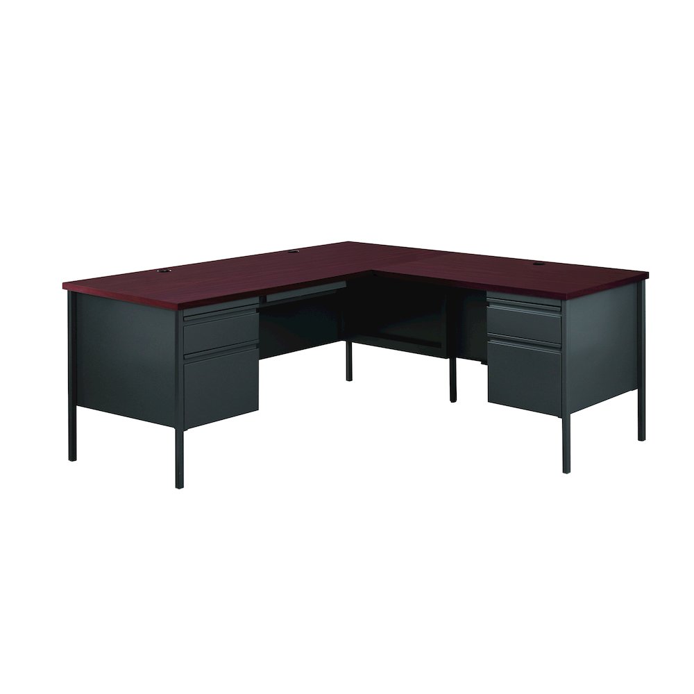 Hirsh Corner Office Desk with Right Hand Return, 66D x 72W, Charcoal / Mahogany. Picture 1