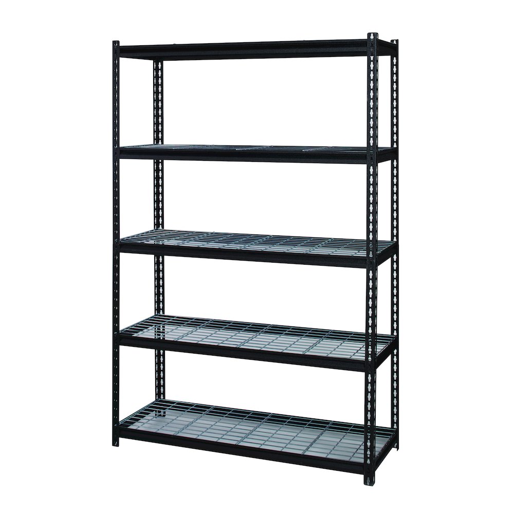 Iron Horse 2300 Riveted Wire Deck Shelving, 5-Shelf, 18Dx48Wx72H, Black. Picture 4