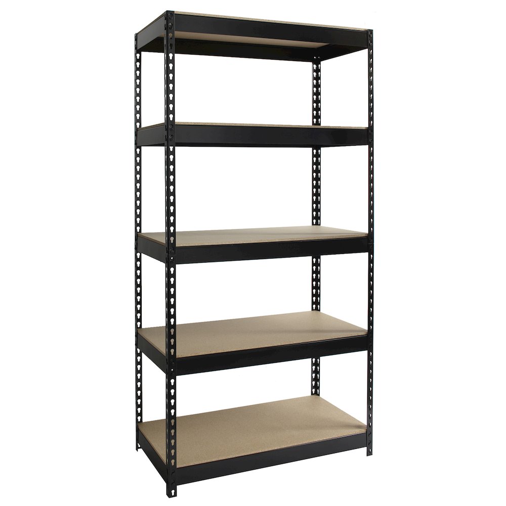 Iron Horse 3800 Riveted Steel Shelving 5-Shelf Unit, 18D x 36W x 72H, Black. Picture 1