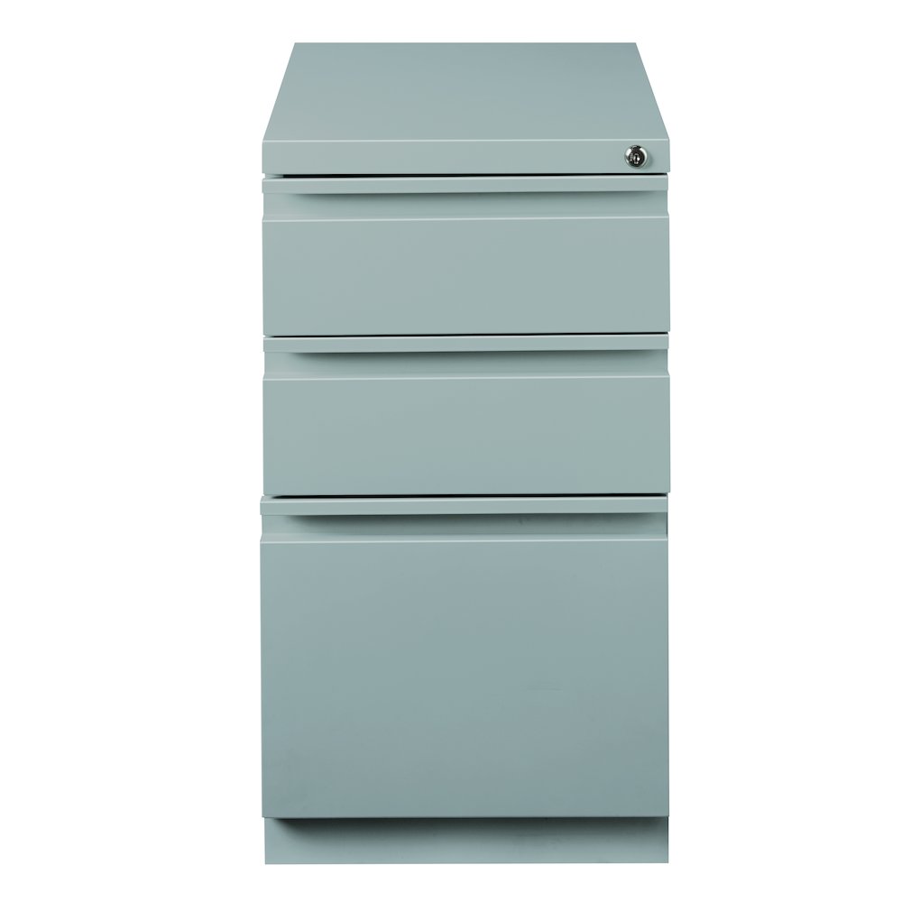 Hirsh 20" Deep Mobile Pedestal File Cabinet 3 Drawer Box-Box-File, Platinum. Picture 3
