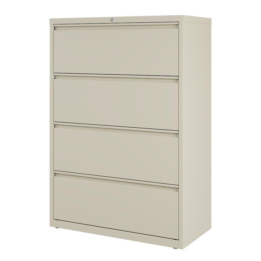 Hirsh 36 Inch Wide 4 Drawer Metal Lateral File Cabinet, Putty. Picture 4
