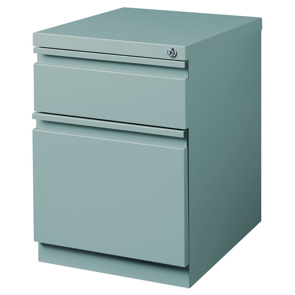 Hirsh 20" Deep Mobile Pedestal File Cabinet 2 Drawer Box-File, Platinum. Picture 4