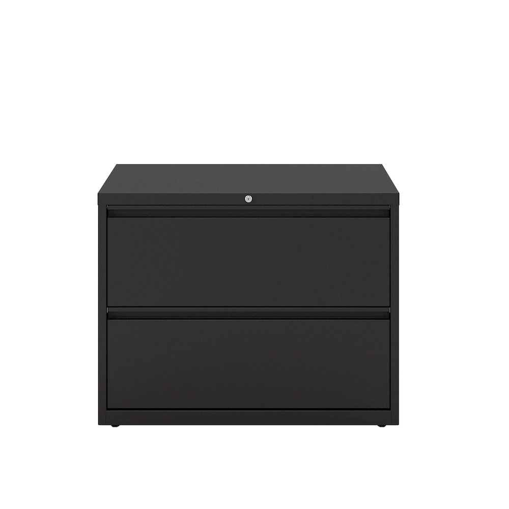 Hirsh 36 Inch Wide 2 Drawer Metal Lateral File Cabinet, Black. Picture 3