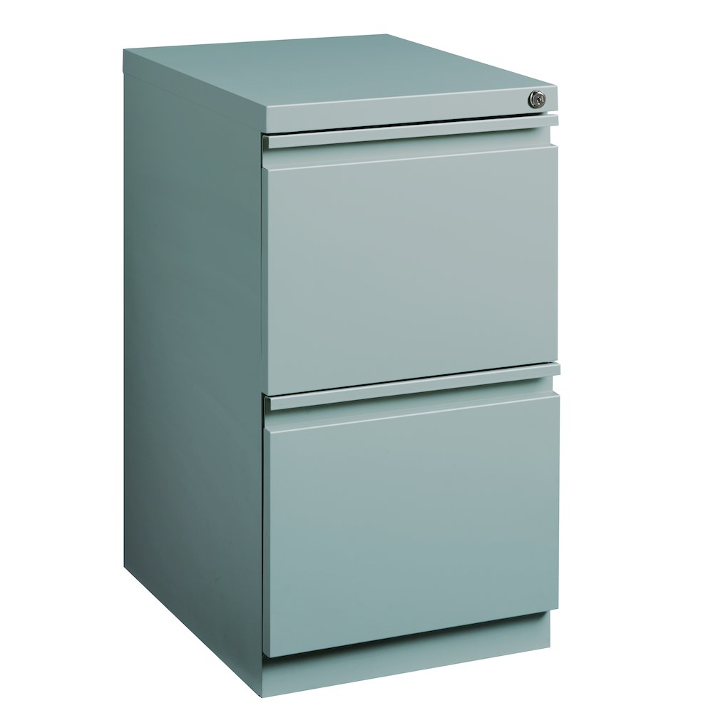 Hirsh 20" Deep Mobile Pedestal File Cabinet 2 Drawer File-File, Platinum. Picture 1