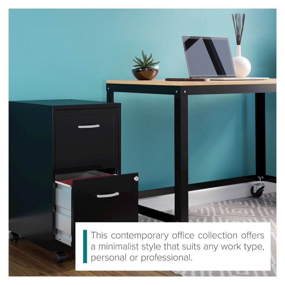 Space Solutions Ready-to-assemble 48-inch Wide Mobile Metal Desk Black/Maple. Picture 14