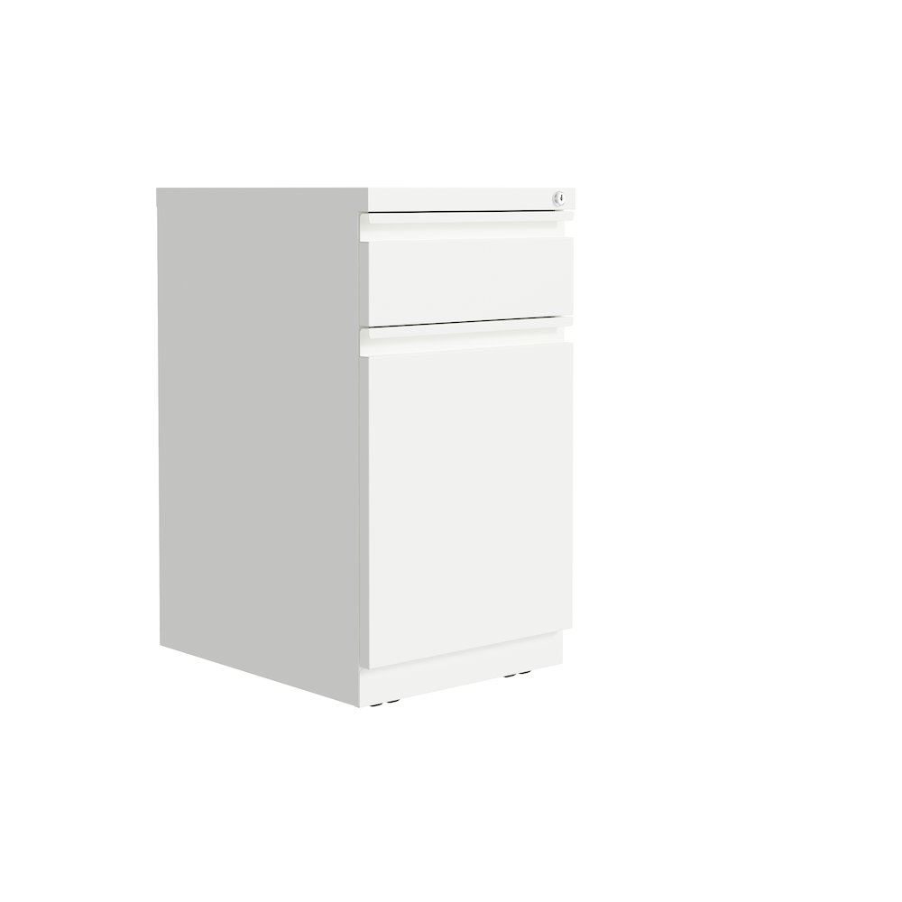 Hirsh 20" Deep Mobile File Cabinet 2 Drawer with XL Backpack Drawer, White. Picture 1