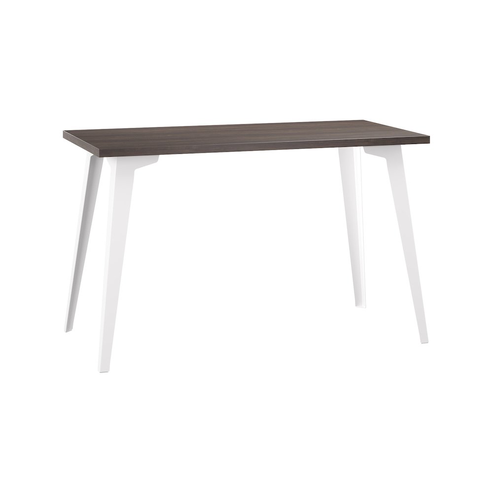 Orison Office 24x48 Mid Century Modern Desk, Alpine White / Trail Walnut. Picture 1