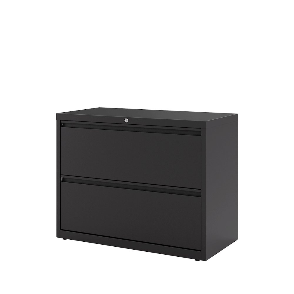 Hirsh 36 Inch Wide 2 Drawer Metal Lateral File Cabinet, Black. Picture 5