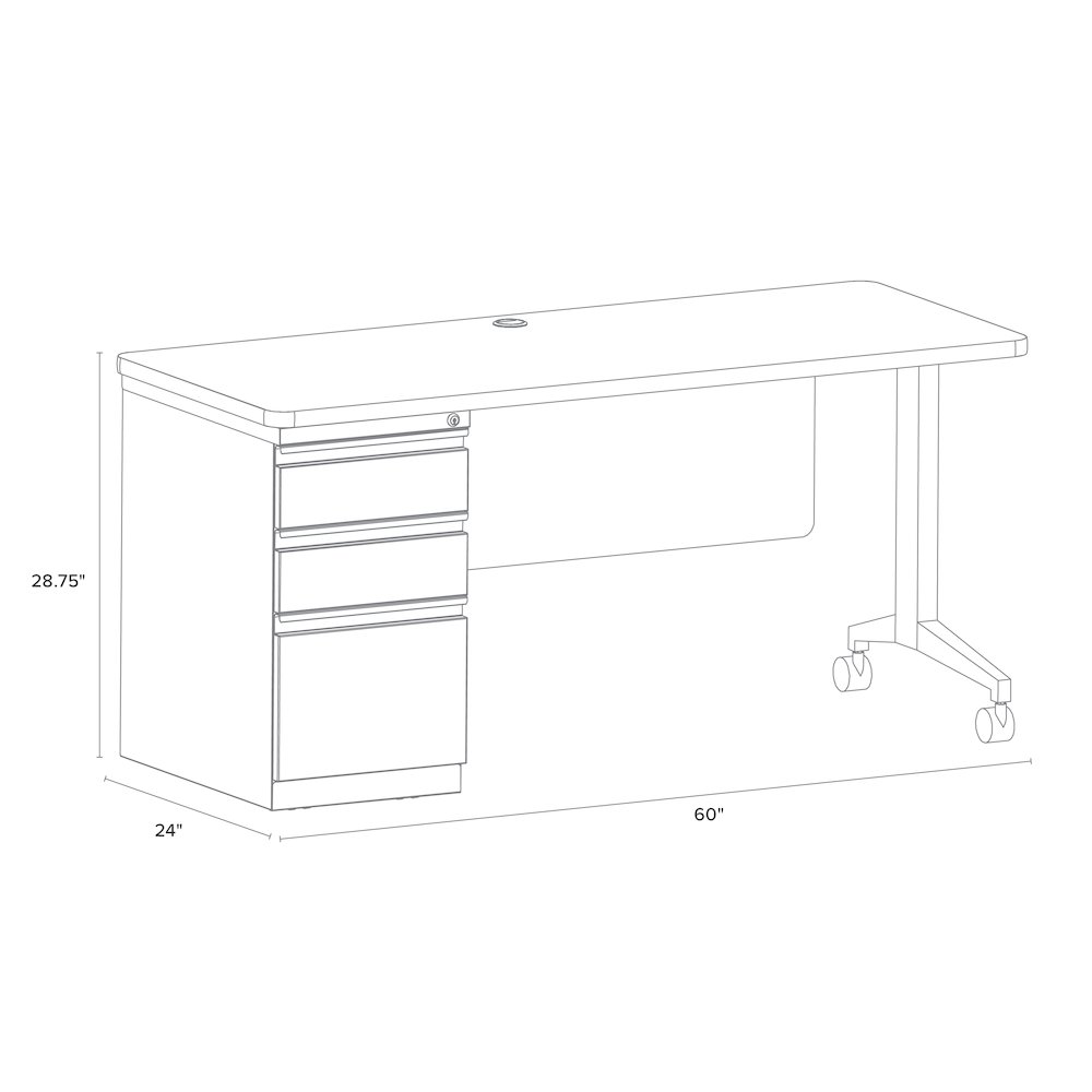 Hirsh Modern Teacher's Desk, Arctic Silver / Weathered Charcoal. Picture 2