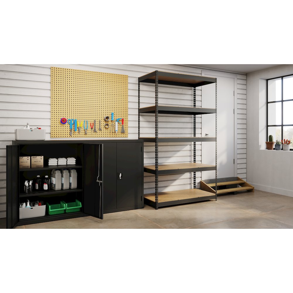 Iron Horse 3800 Riveted Steel Shelving, 5-Shelf, 24Dx48Wx84H, Black. Picture 5