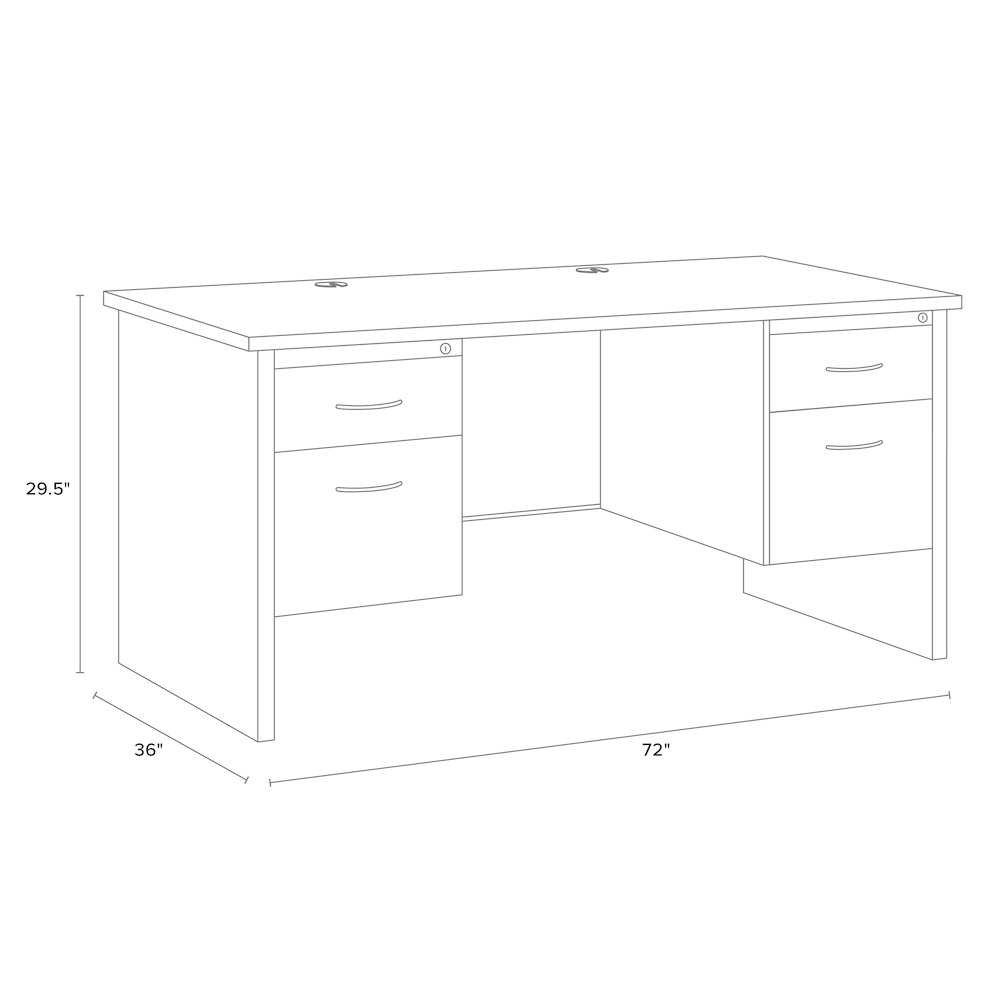 Hirsh Modular Double File Office Desk, 36 inch Dx72 inch W, Black/Walnut. Picture 2