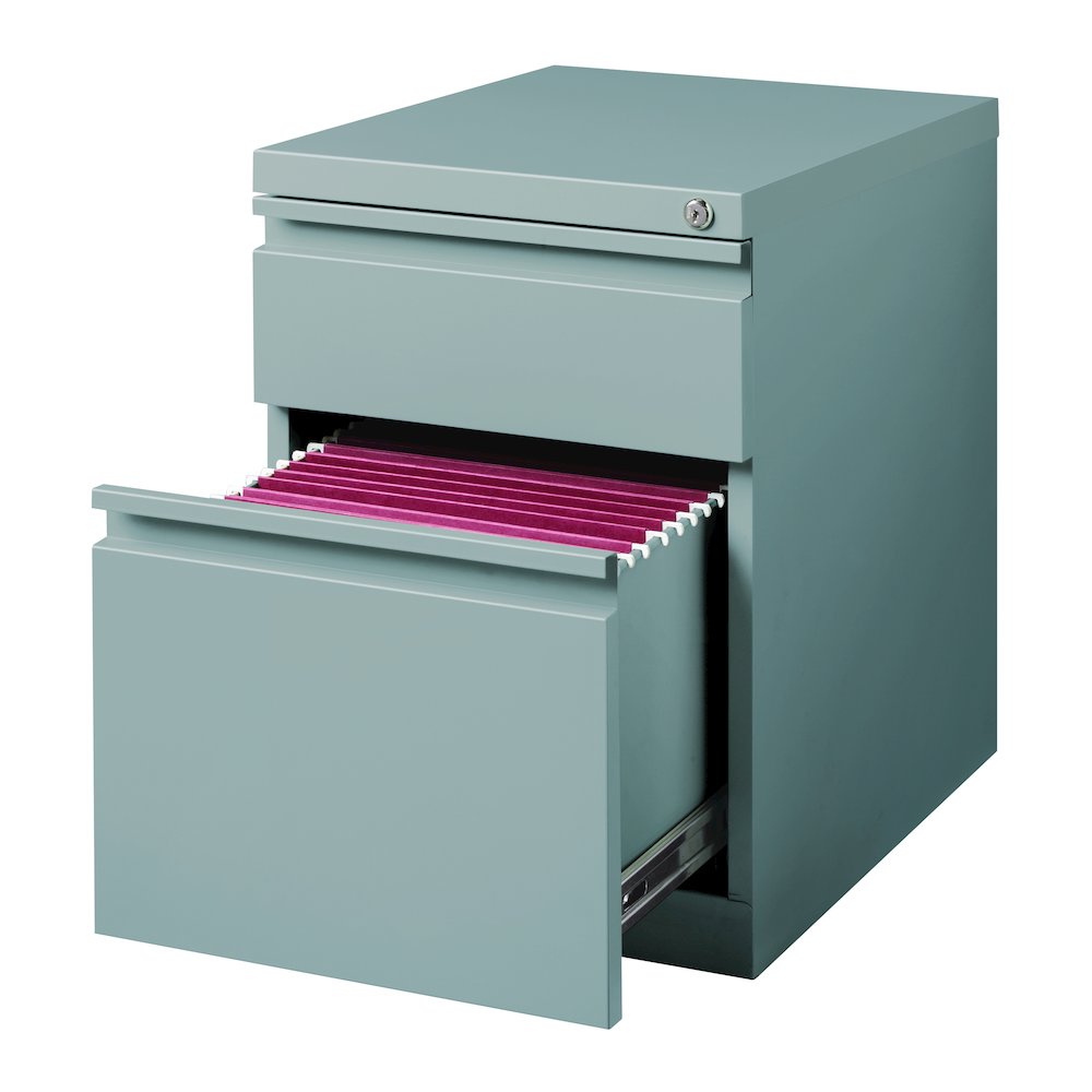 Hirsh 20" Deep Mobile Pedestal File Cabinet 2 Drawer Box-File, Platinum. Picture 5