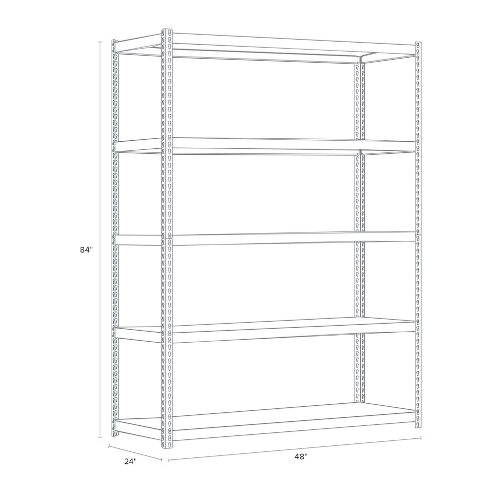 Iron Horse 3800 Riveted Steel Shelving, 5-Shelf, 24Dx48Wx84H, Black. Picture 2