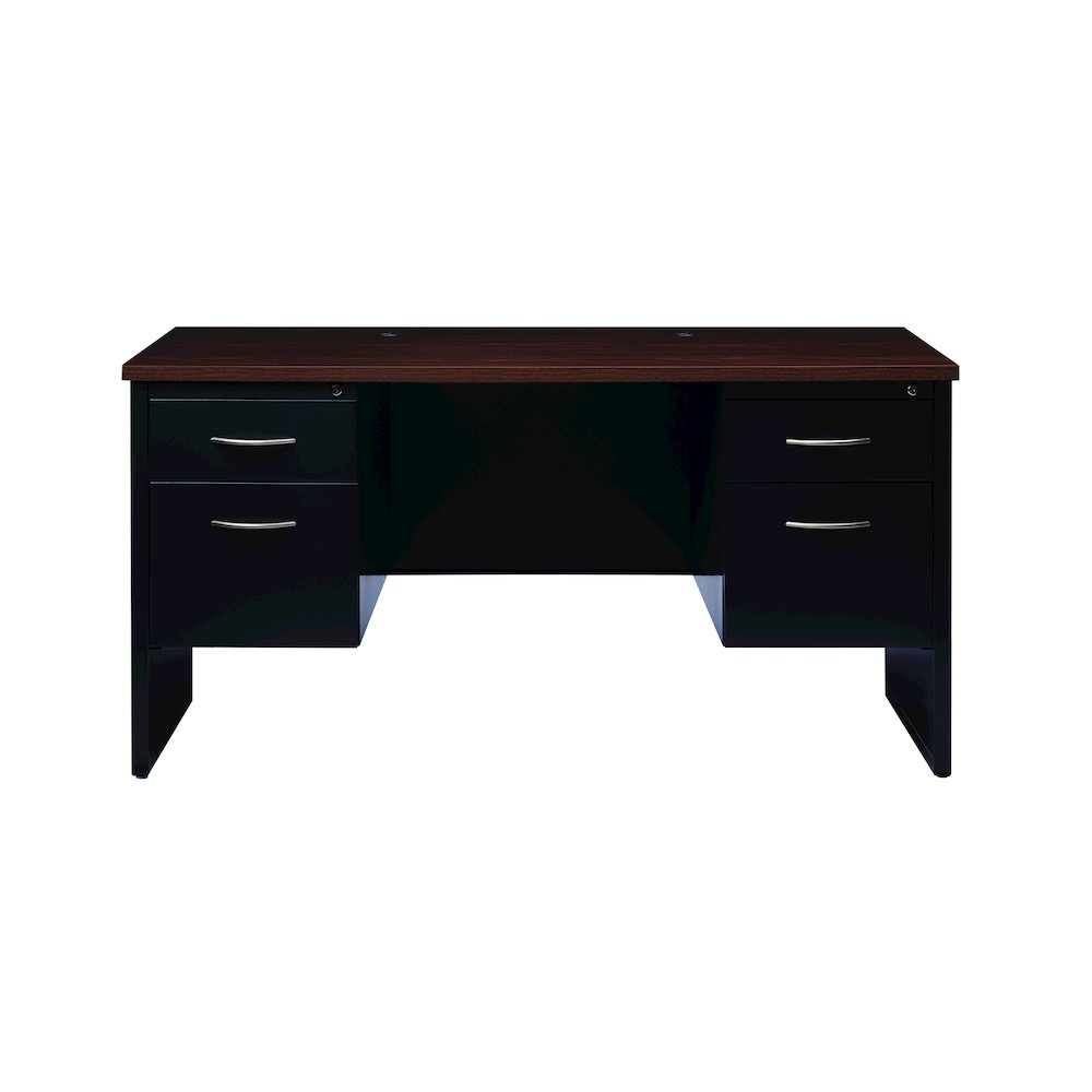 Hirsh 24D x 60W Double Pedestal Office Desk Credenza, Black/Walnut. Picture 3