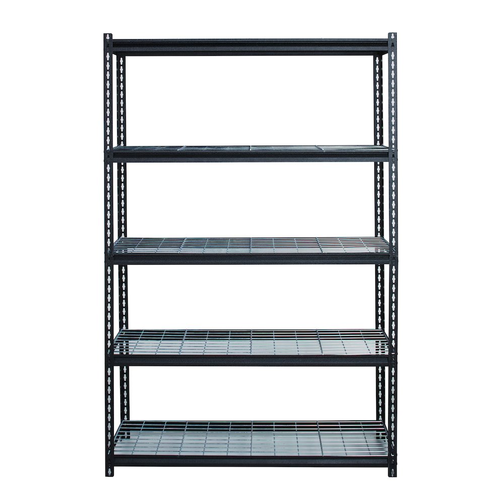 Iron Horse 2300 Riveted Wire Deck Shelving, 5-Shelf, 18Dx48Wx72H, Black. Picture 3
