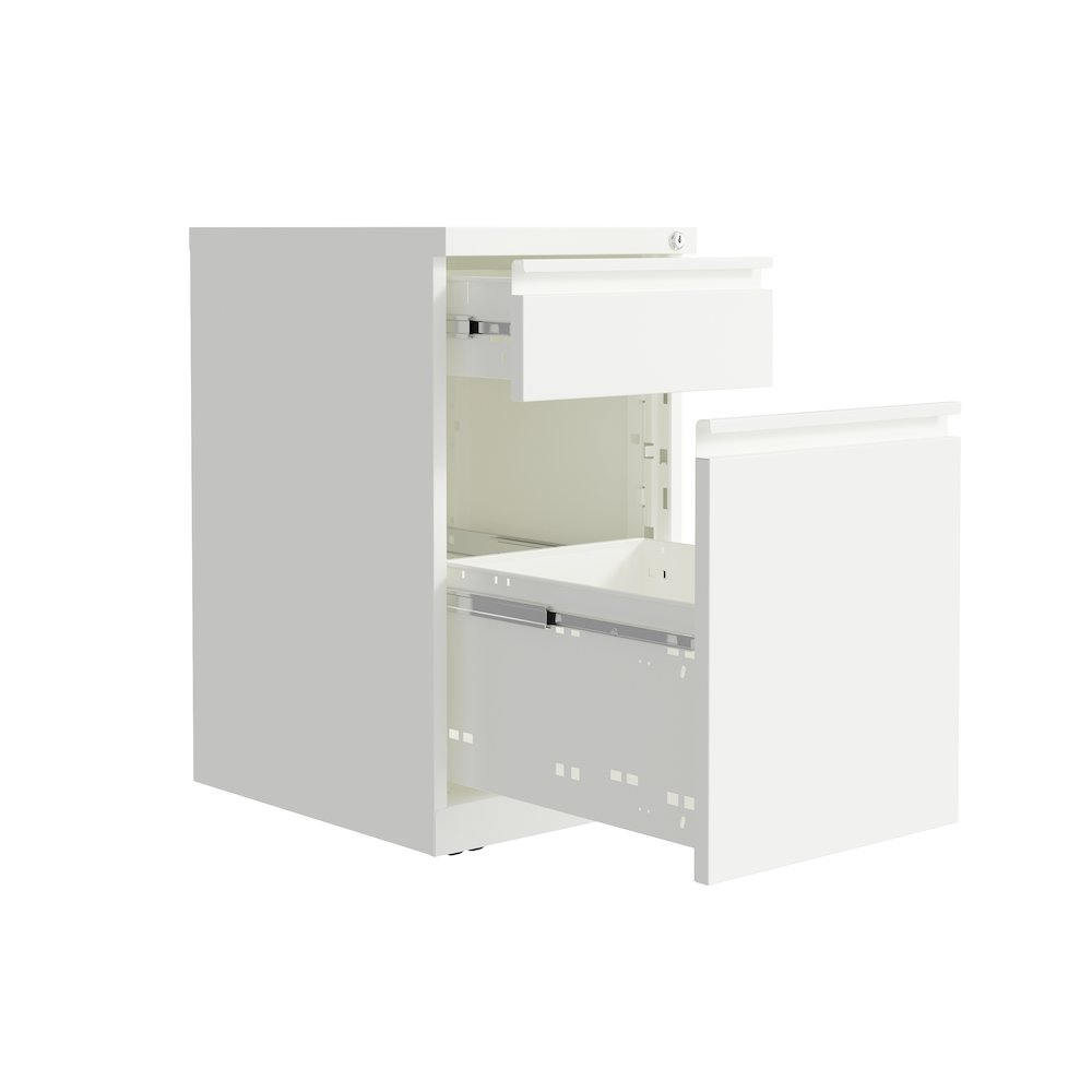 Hirsh 20" Deep Mobile File Cabinet 2 Drawer with XL Backpack Drawer, White. Picture 5