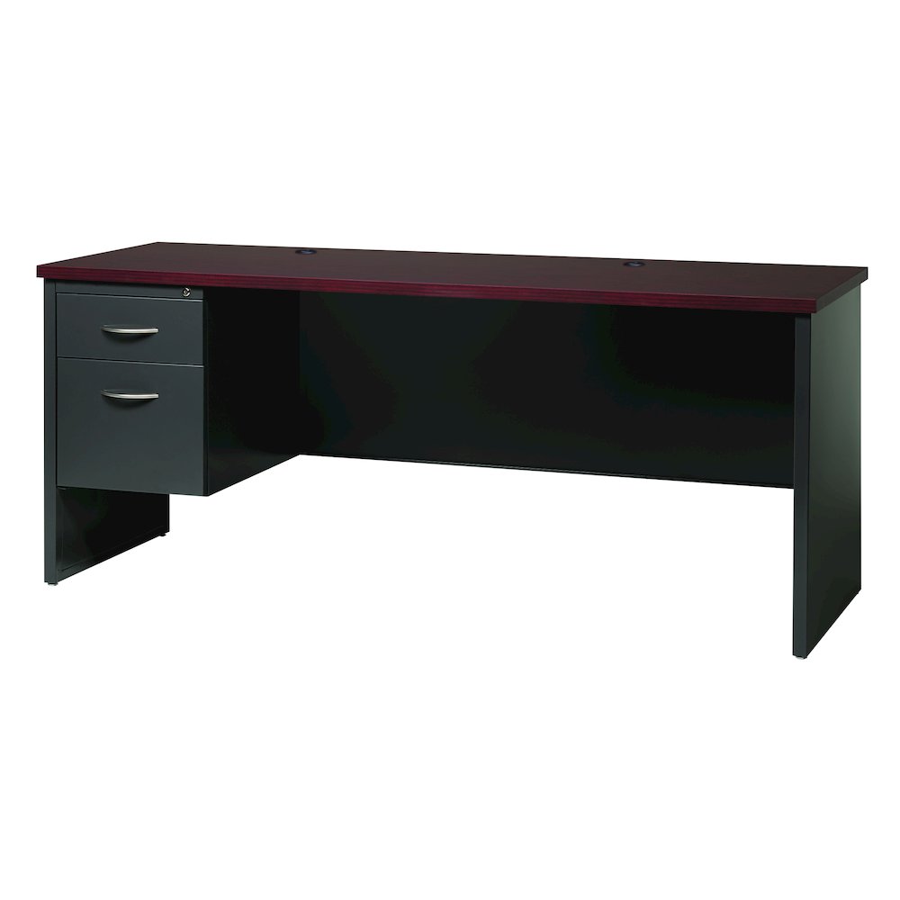 Hirsh 24D x 72W Left Hand Office Desk Credenza, Arch Pull Handles, Black/Walnut. Picture 1