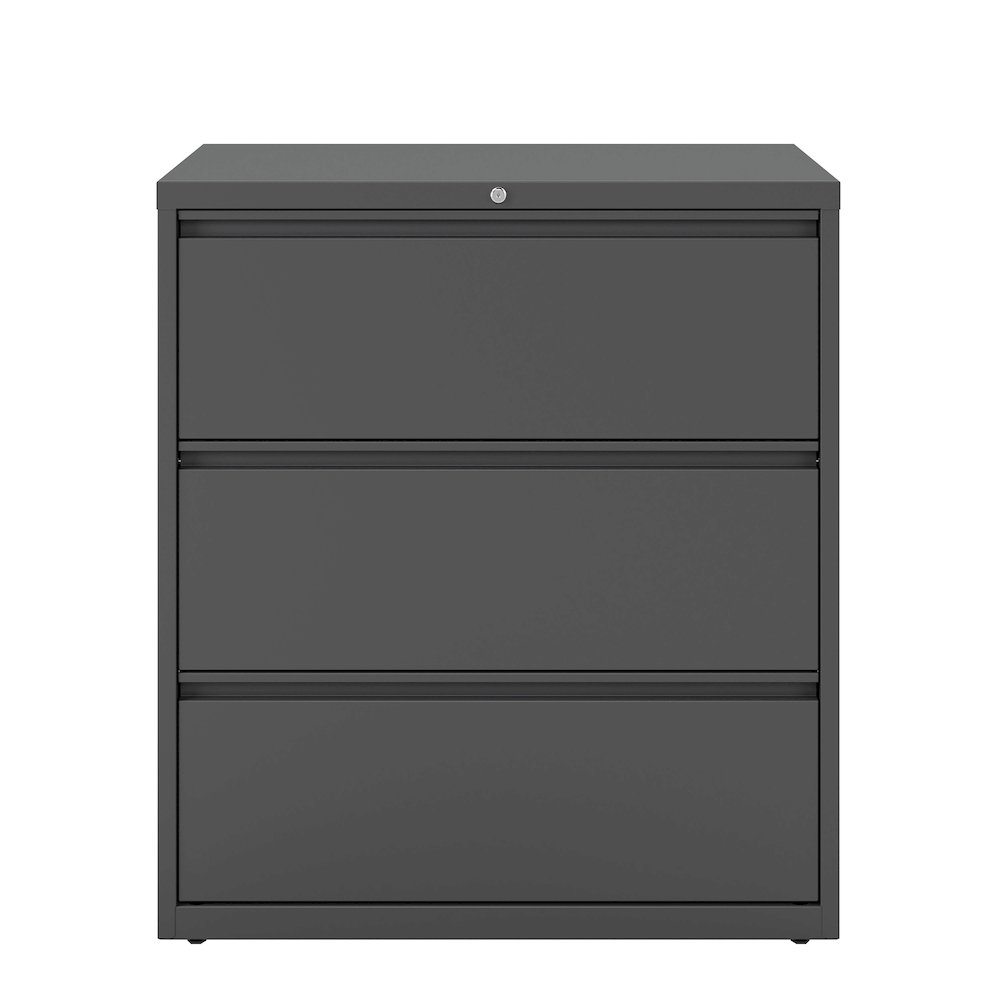 Hirsh 36 Inch Wide 3 Drawer Metal Lateral File Cabinet, Charcoal. Picture 3