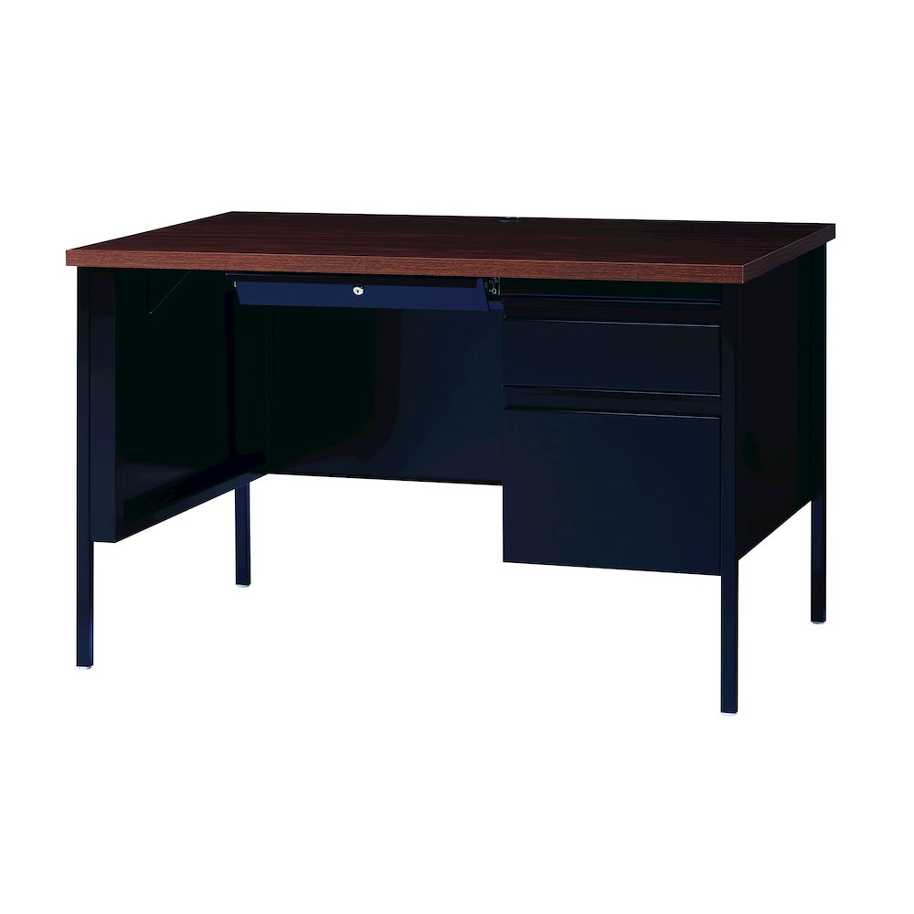 Hirsh Right-Hand File Office Desk with Center Drawer, 30" Dx48" W, Black/Walnut. Picture 4
