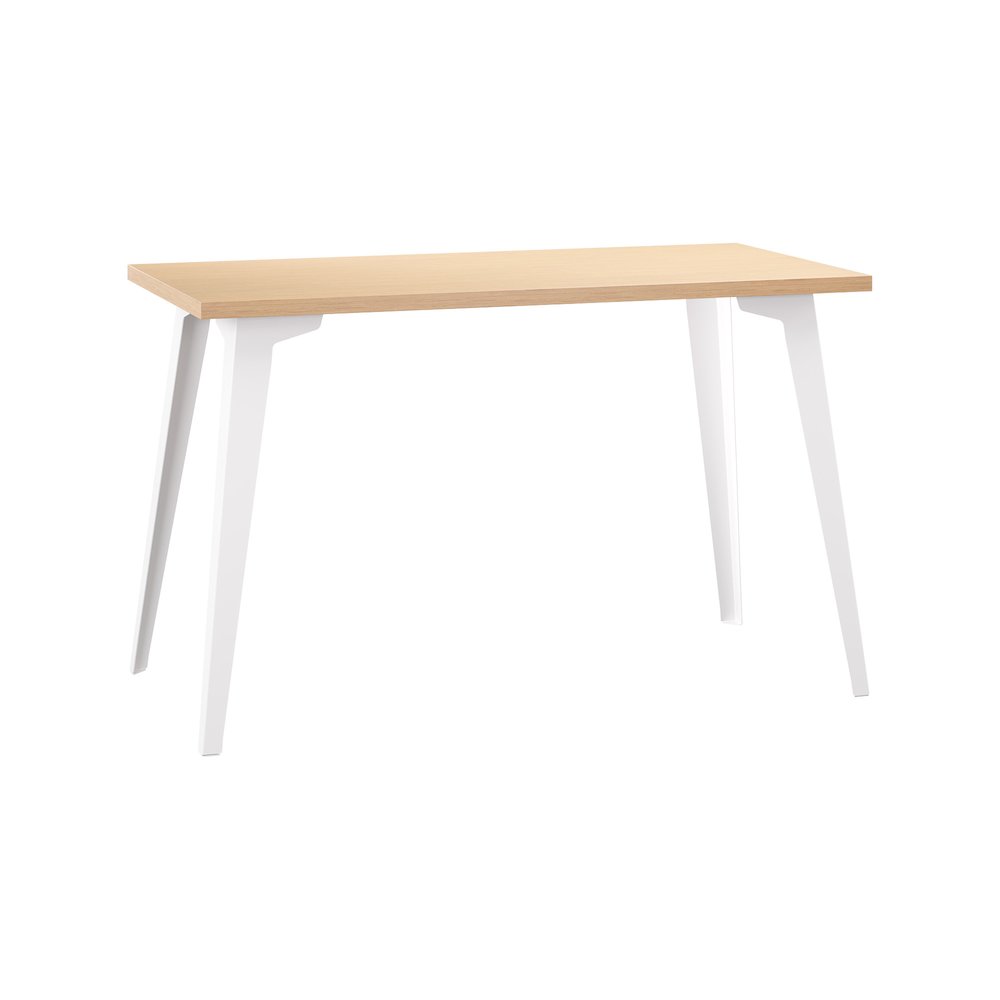 Orison Office 24x48 Mid Century Modern Desk, Alpine White / Platinum Oak. Picture 1