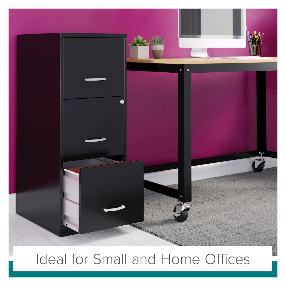 Space Solutions Ready-to-assemble 48-inch Wide Mobile Metal Desk Black/Maple. Picture 18
