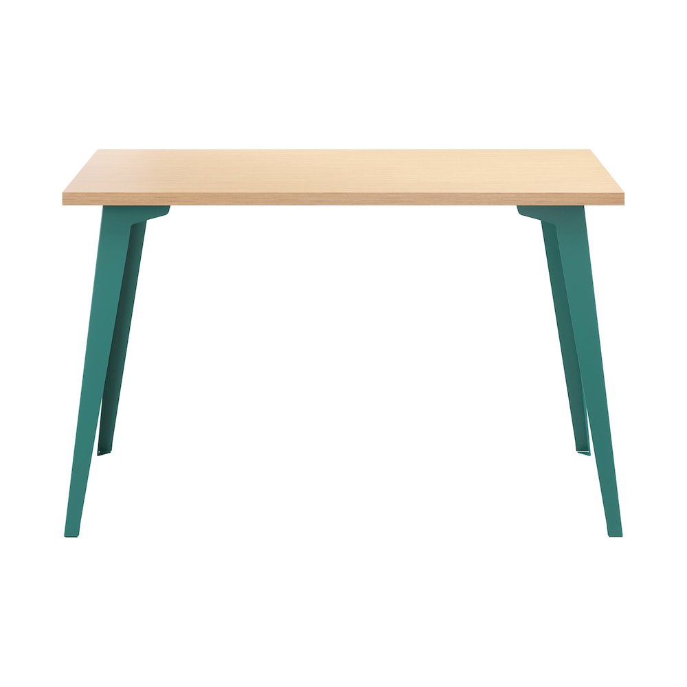 Orison Office 24x48 Mid Century Modern Desk, Teal / Platinum Oak. Picture 2