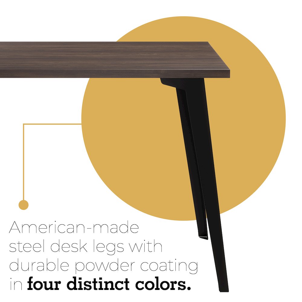 Orison Office 24x48 Mid Century Modern Desk, Black / Trail Walnut. Picture 7