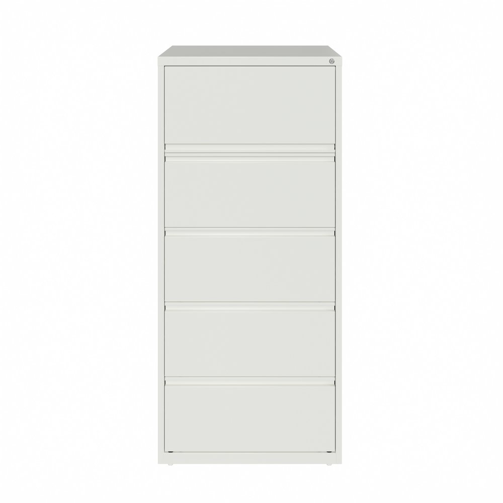 Hirsh 30 inch Wide 5 Drawer Metal Lateral File Cabinet, White. Picture 3
