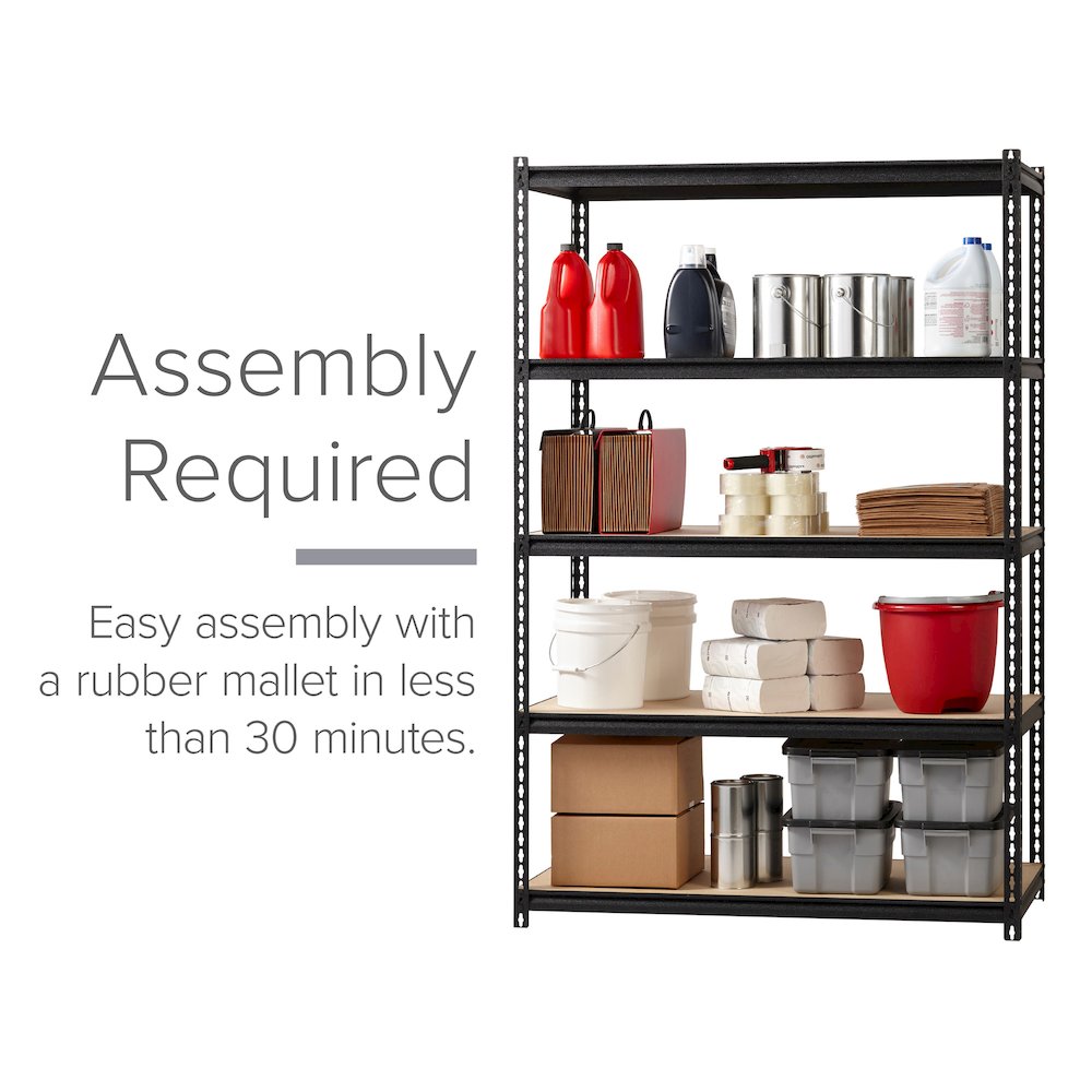 Iron Horse 2300 Riveted Steel Shelving 5-Shelf Unit, 24D x 48W x 72H, Black. Picture 4
