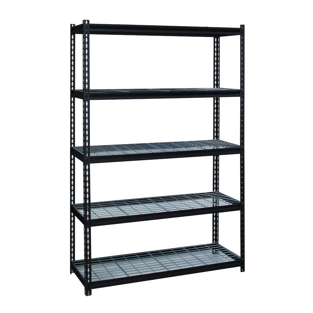 Iron Horse 2300 Riveted Wire Deck Shelving, 5-Shelf, 18Dx48Wx72H, Black. Picture 1