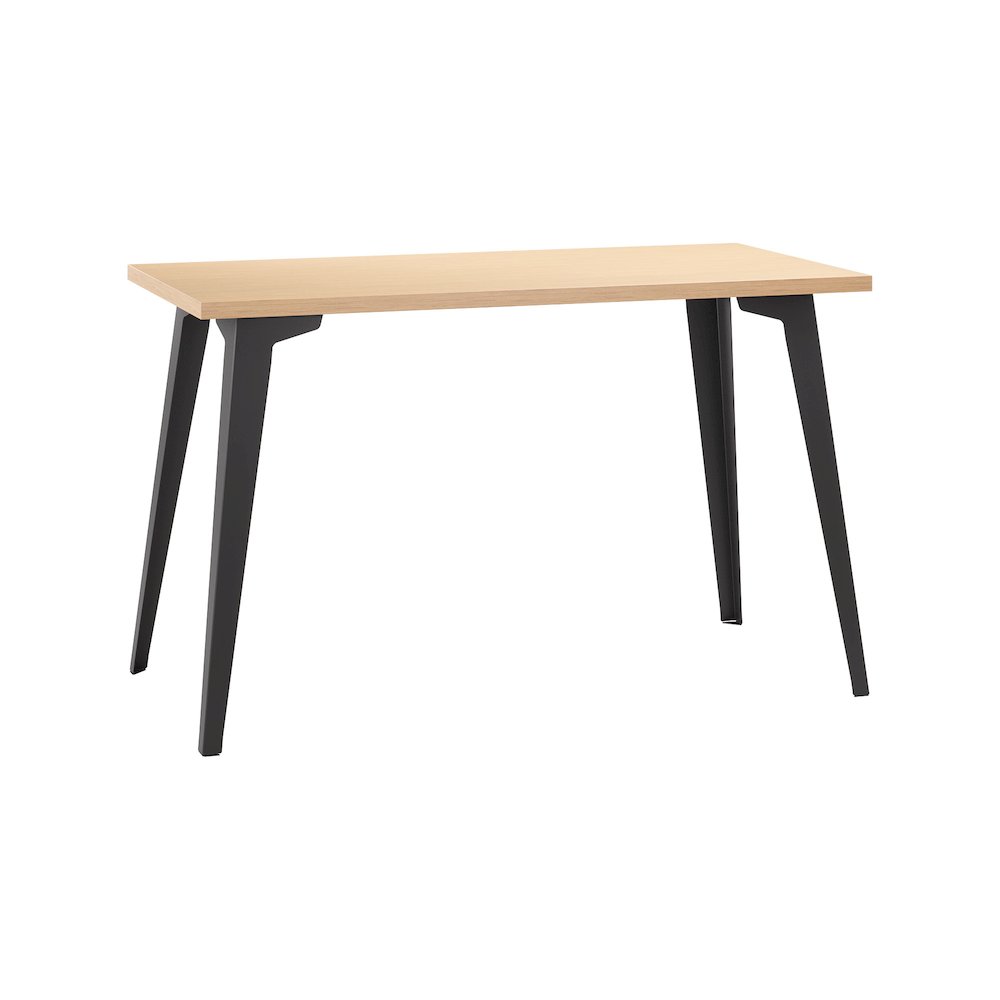 Orison Office 24x48 Mid Century Modern Desk, Black / Platinum Oak. Picture 1