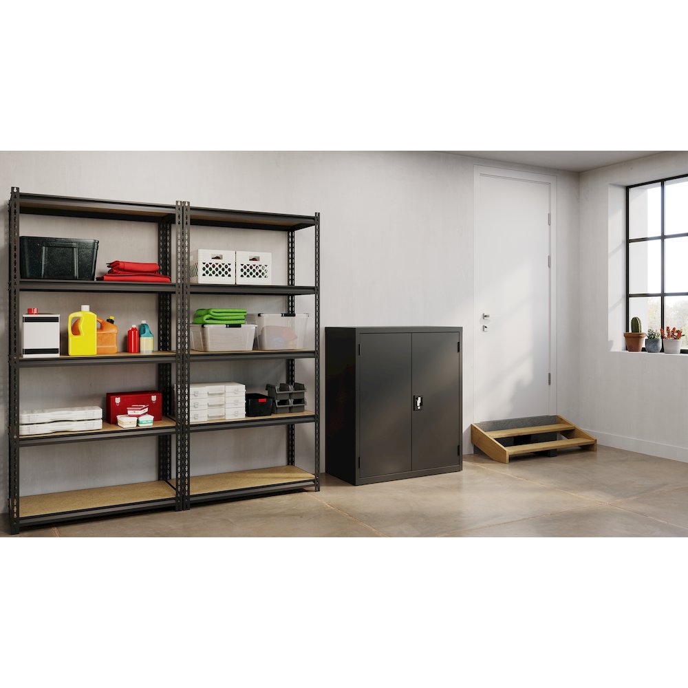Hirsh Welded Steel Storage Cabinet with 2 Shelves, 18"Dx36"Wx42"H, Black. Picture 7