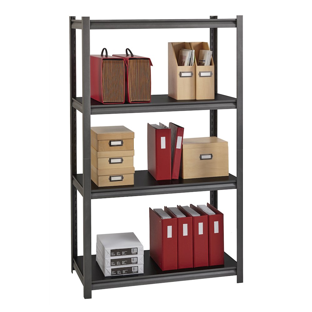 Iron Horse Riveted Steel Shelving 4-Shelf Unit, 18Dx36Wx60H, Gunmetal Gray/Black. Picture 8