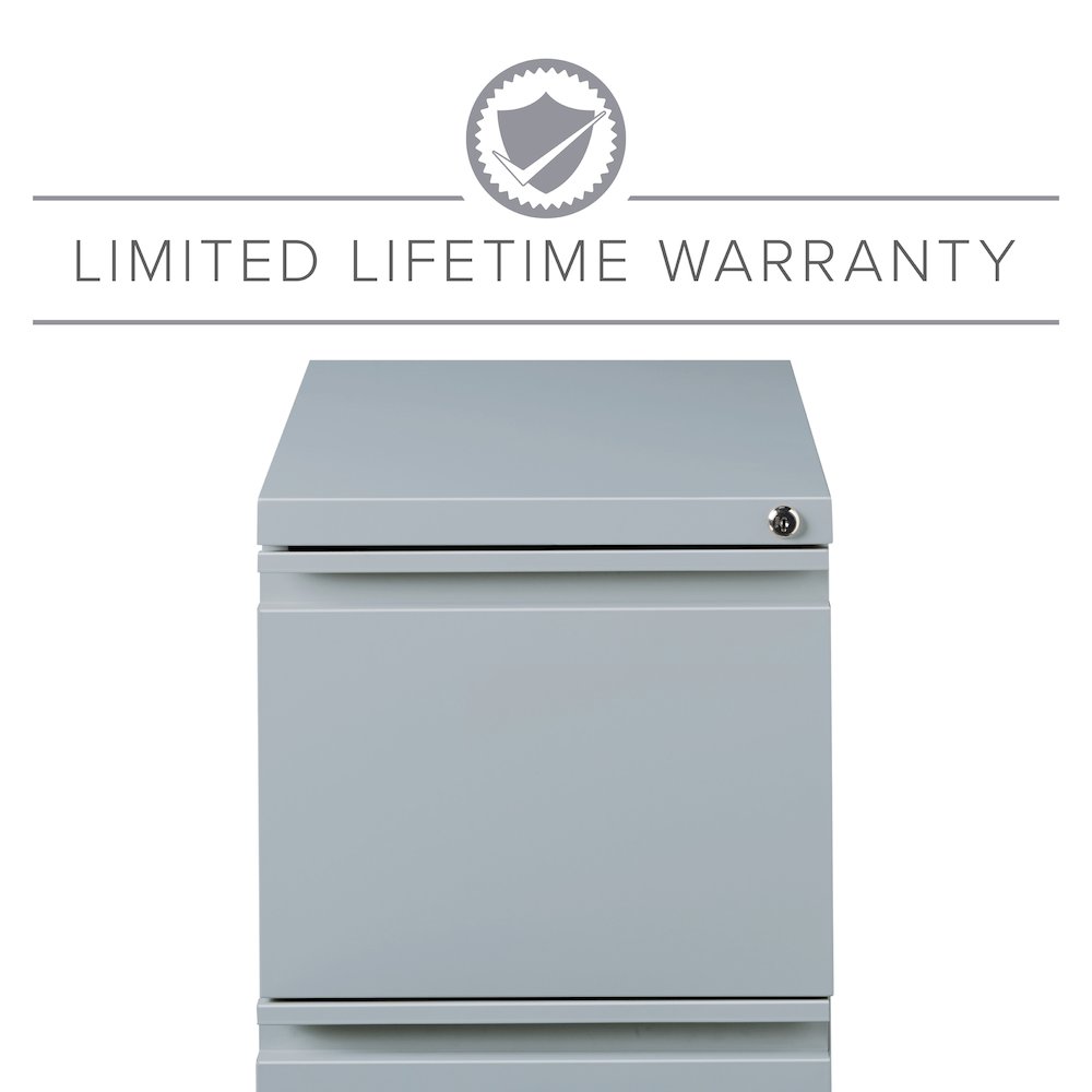 Hirsh 20" Deep Mobile Pedestal File Cabinet 2 Drawer File-File, Platinum. Picture 16