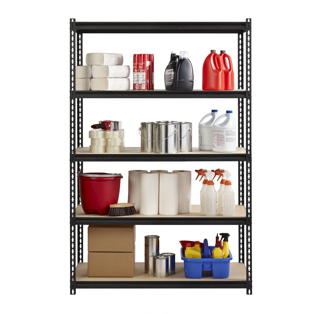 Iron Horse 2300 Riveted Steel Shelving 5-Shelf Unit, 24D x 48W x 72H, Black. Picture 13