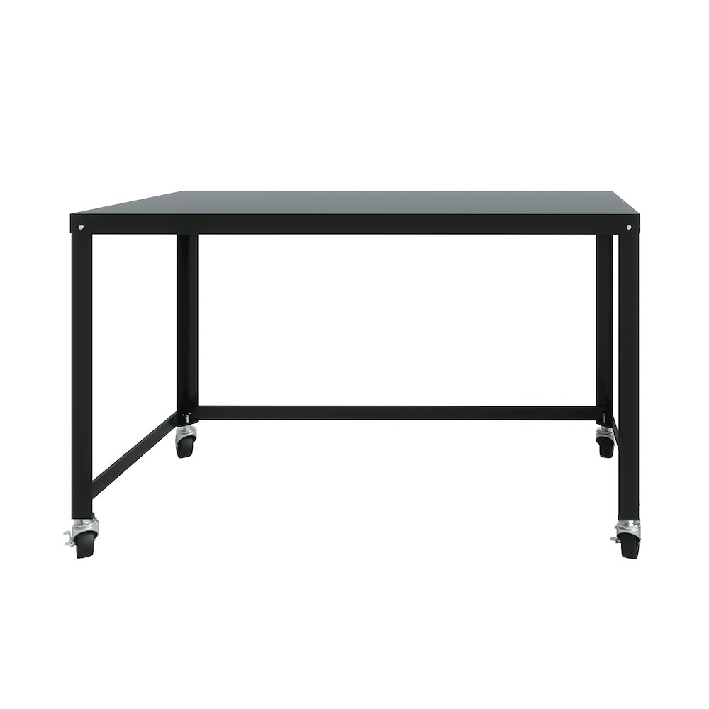 Hirsh Ready-to-Assemble 48-inch Wide Mobile Metal Desk for Home Office, Black. Picture 4