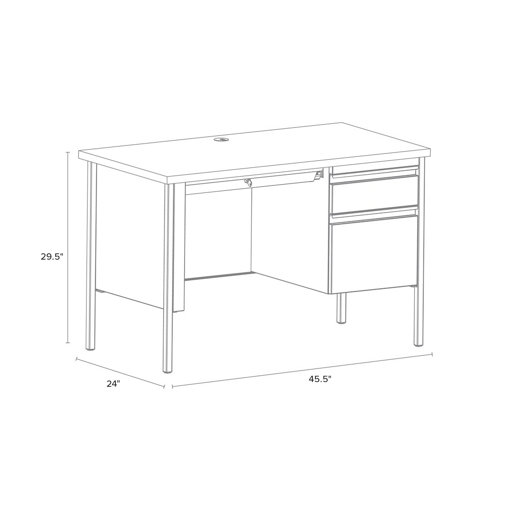 Hirsh Right Hand File Office Desk 24Dx45W, Putty/Oak. Picture 2